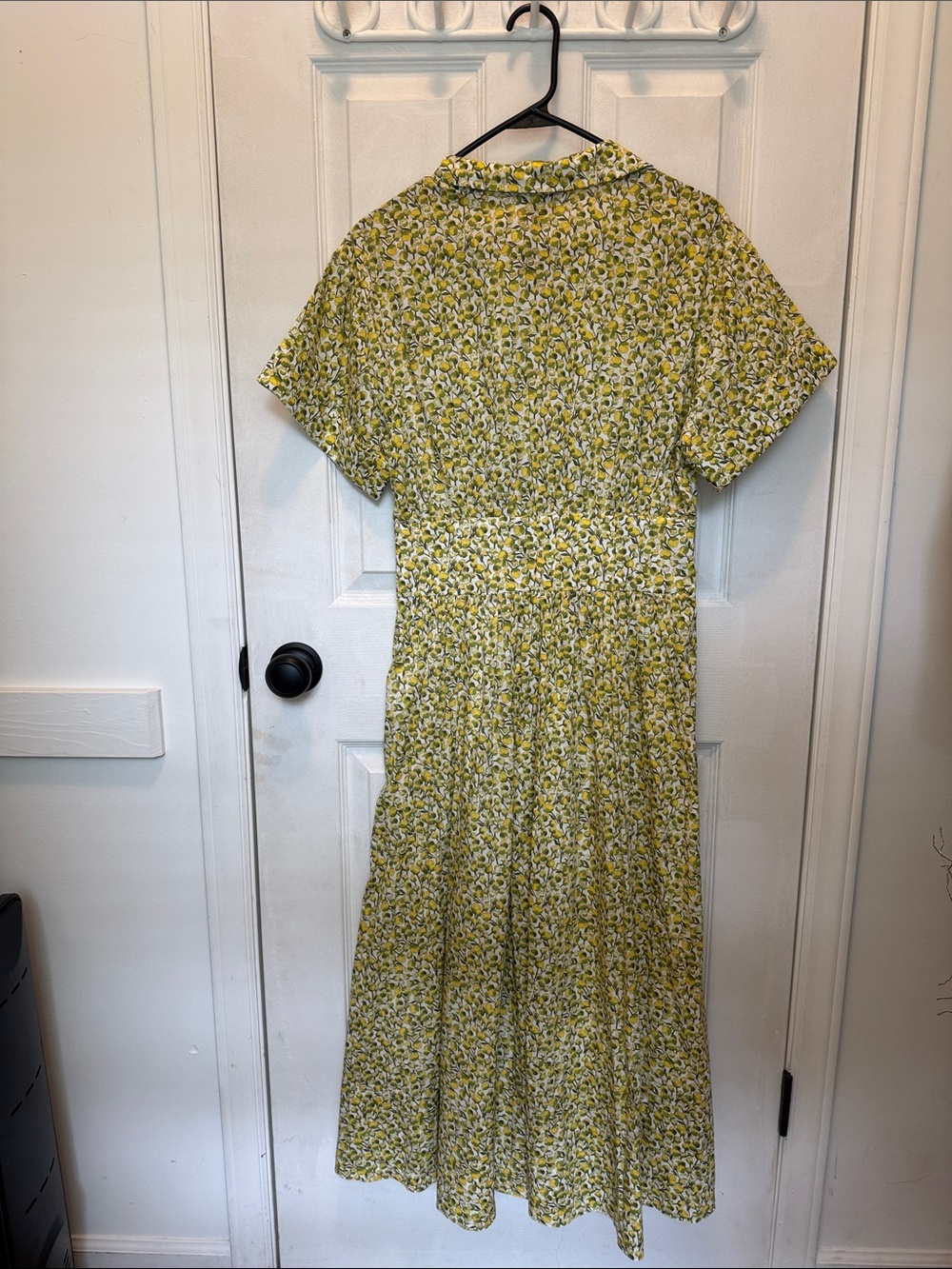 J. Crew Liberty of London Organic Cotton Lemon Yellow Floral Collared Midi Dress - Picture 2 of 5